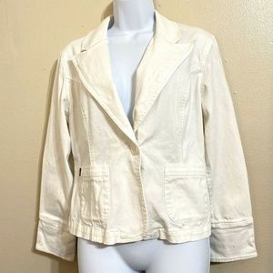 Carbon White Cotton Blazer Jacket Size L F112E